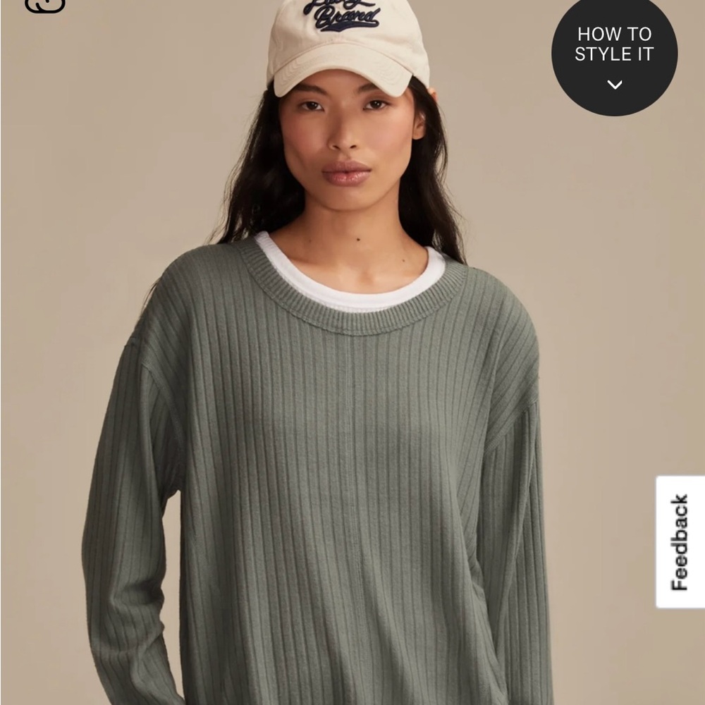 NWOT Lucky  Cloud Long Sleeve Crew in Sage Green